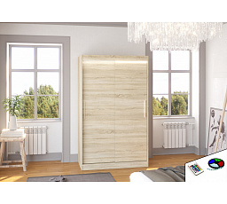 Posuvná skriňa s LED osvetlením COLLIN 120 Sonoma+Sonoma