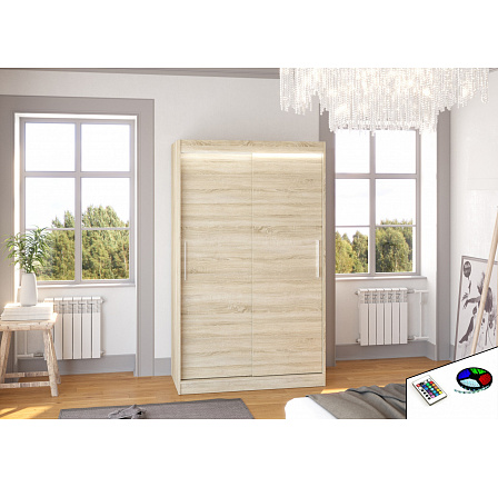 Posuvná skriňa s LED osvetlením COLLIN 120 Sonoma+Sonoma