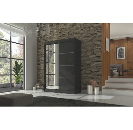 Posuvná skriňa so zrkadlom GILTON 150 Čierna+Čierna