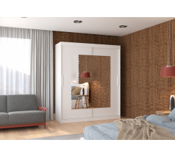 Posuvná skriňa so zrkadlom ROSETTE 180 Biela+Biela