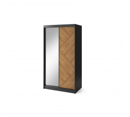 Posuvná skriňa MARRPHY II, so zrkadlom Dub Karamel, Čierna Mat 220