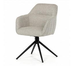 Jedálenská a konferenčná stolička, krémová látka, čierne kovové nohy, otočný mechanizmus