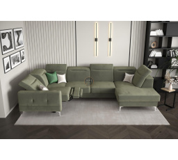 Rohová sedacia súprava MALIBU MAX II s funkciou spania a relaxácie 180x350x182 cm - Olivová, ľavá strana