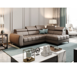 Rohová sedacia súprava PORTO MINI prírodná koža 170x255 cm - pravá, Mliečna koža čokoláda