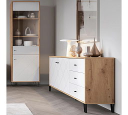 Komoda BACARDI 183 cm Dub Artisan/Biela