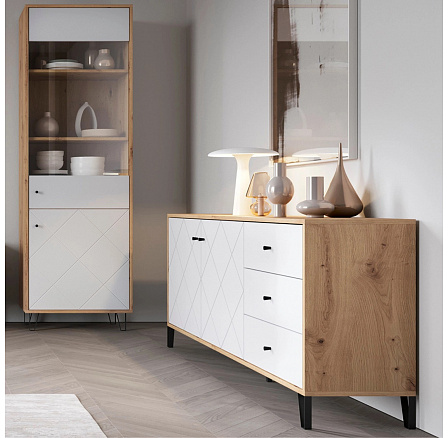 Komoda BACARDI 183 cm Dub Artisan/Biela