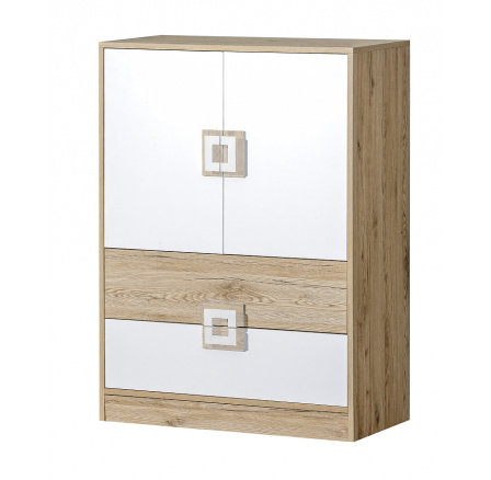 Komoda NICO 09, Svetlý Dub/Biela/Svetlý Dub