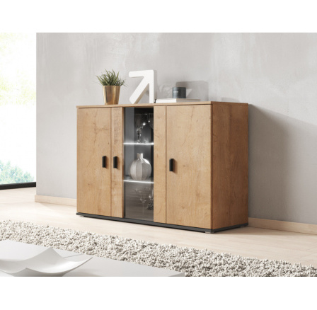 Komoda SOHO S-7, Dub lefkas/Čierny lesk