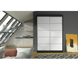 Šatníková skriňa LINORA IV 120, Čierna/Biela
