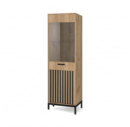Vitrína LAMINO W-1, Dub Craft/Čierna