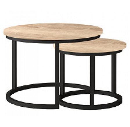 TRENTO - Konferenčný stolík set 2 kusov - lamino DUB SONOMA/ noha kovová ČIERNA (Toronto stolik kawowy=2balenia)(IZ) (K150)