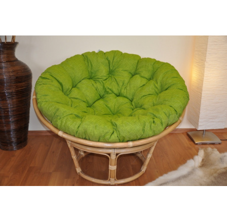 Ratanový papasan 115 cm medový - vankúš svetlozelený Ratanový papasan 115 cm medový - vankúš svetlozelený