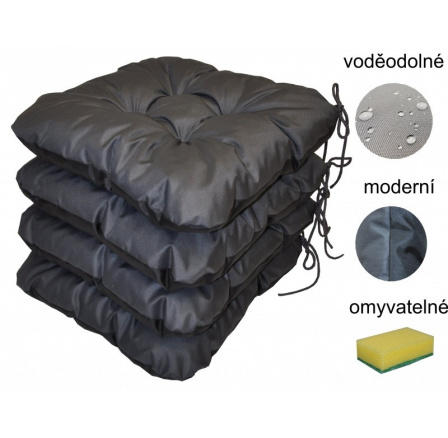 Podsedák antracit vodoodolný - set 4 kusy