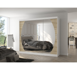 Posuvná skriňa so zrkadlom CAMBE 250 Biela+Sonoma