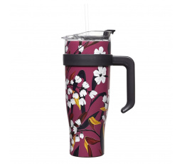 Termohrnček s uchom Fleur 1,2l ružový