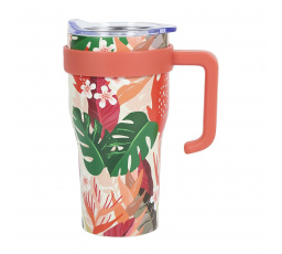 Termohrnček Mini Miami Floral s červenou rukoväťou
