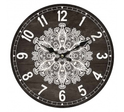 Hodiny nástěnné - pr. 34 cm, MDF, motiv krajkové mandaly
