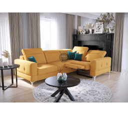 Rohová sedacia súprava MALIBU, relax s funkciou spania 185x250 cm - žltá, pravá