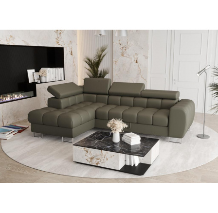Rohová sedacia súprava ASPEN MINI prírodná koža 260x170 cm - ľavá, Olivová koža