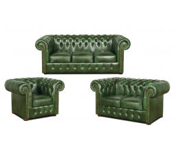 Sedacia súprava Chesterfield Classic 3+2+1 koža zelená