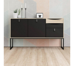 Komoda SHEBA, Čierny mat/ Dub sonoma