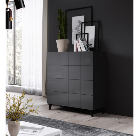 Komoda REJA KOM4S, grafitový lesk / granátový lesk