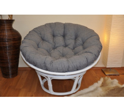 Ratanový papasan 115 cm biely - sivé odlesky