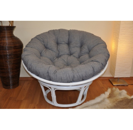 Ratanový papasan 115 cm biely - sivé odlesky Ratanový papasan 115 cm biely - sivé odlesky