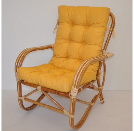 Ratanové kreslo Nilam vankúš žlté zvýraznenia Ratanové kreslo Nilam vankúš žlté zvýraznenia