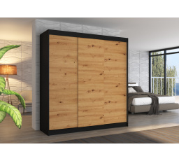 Šatní skriňa posuvná MEGAN 200 Čierna+Artisan