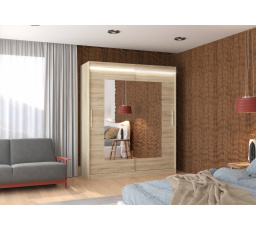Posuvná skriňa so zrkadlom a LED osvetlením ROSETTE 180 Sonoma+Sonoma