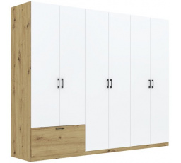Šatní skriňa ALTA 6D1S, Dub Artisan/Biela