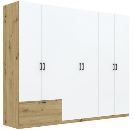 Šatní skriňa ALTA 6D1S, Dub Artisan/Biela Šatní skriňa ALTA 6D1S, Dub Artisan/Biela