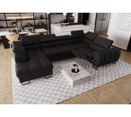Rohová sedacia súprava ASPEN MAX II, relax 198x350x170 cm prírodná koža - čierna koža, pravá