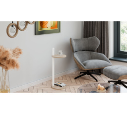 Pomocný stolík Claro okrúhly priemer 30 cm - rôzne farby na výber - Dub Sonoma, Biely Mat