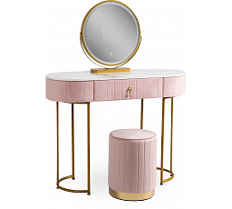 Toaletný stolík ASHLEY Ružová/Zlatá