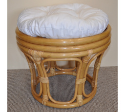 Ratanová stolička veľká medová biela poduška