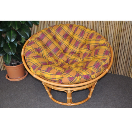 Ratanový papasan 100 cm medový vankúš okrová