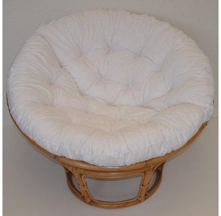 Ratanový papasan 100 cm medovo biely vankúš