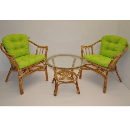 Ratanová sedacia súprava Subaliu - polkruhové svetlozelené odlesky