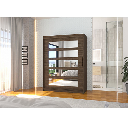 Posuvná skriňa so zrkadlom MURANI 150 Choco+Choco