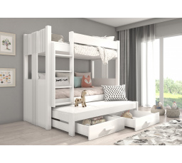 Trojposchodová posteľ s matracom ARTEMA 180x80 Biela+Biela