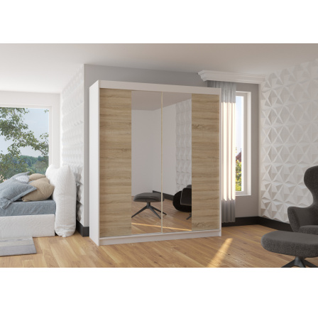 Posuvná skriňa so zrkadlom BALANCE 180 Biela+Sonoma