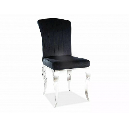 Jedálenská stolička PRINCE, čierna poťahová látka 186/kov, chróm