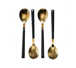 Sada 4 dezertných lyžičiek Charlotte zlaté/čierne