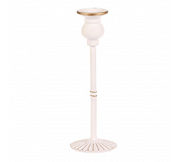 Svícen kovový - 24 cm, na kónickou svíčku, bílý