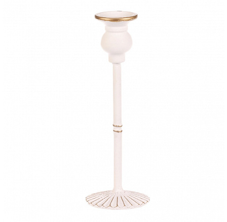 Svícen kovový - 24 cm, na kónickou svíčku, bílý Svícen kovový - 24 cm, na kónickou svíčku, bílý