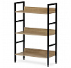 Regál, 3 police, dekor dub, MDF, čierny lak