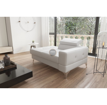 Sofa leňoška TOSCANIA 135 cm - biela eko koža, ľavá strana