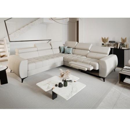 Rohová sedacia súprava PORTO II, relax prírodná koža 255x258 cm - pravá, Koža ecru Rohová sedacia súprava PORTO II, relax prírodná koža 255x258 cm - pravá, Koža ecru